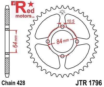 Foaie/pinion spate JTR1796.51 428 cu 51 de dinti pentru Suzuki RV 125 Van Van
