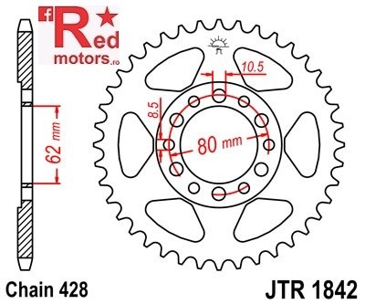 Foaie/pinion spate JTR1842.45 428 cu 45 de dinti pentru Yamaha DT 125, TW 125, XT 350