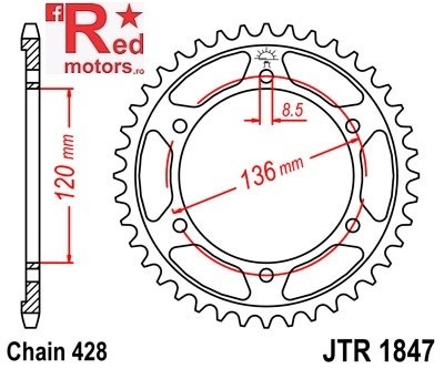 Foaie/pinion spate JTR1847.55 428 cu 55 de dinti pentru Yamaha FZR 400, TDR 125