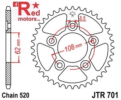 Foaie/pinion spate JTR701.41 520 cu 41 de dinti pentru Aprilia RS 125, Cagiva Mito 125