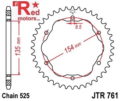 Foaie/pinion spate JTR761.38 525 cu 38 de dinti