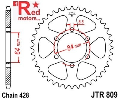 Foaie/pinion spate JTR809.51 428 cu 51 de dinti pentru Kreidler Supermoto 125, Suzuki DR 125