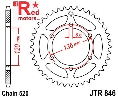 Foaie/pinion spate JTR846.43 520 cu 43 de dinti