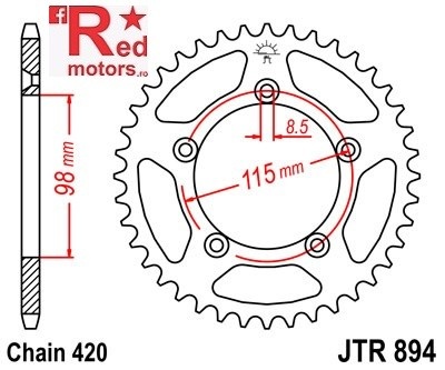 Foaie/pinion spate JTR894.50 520 cu 50 de dinti pentru KTM SX 60, SX 65