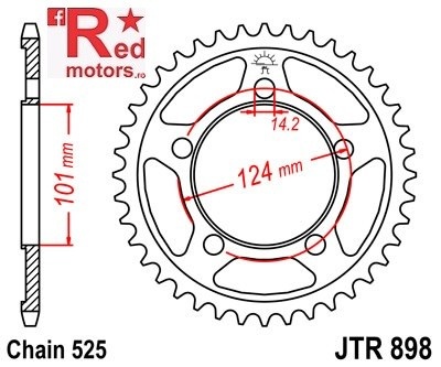Foaie/pinion spate JTR898.44 525 cu 44 de dinti pentru KTM RC8 1190, Super Duke 990