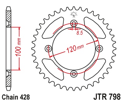 Kit de lant D.I.D Chain - Argintiu lant 428 NZ, Non-sealed, pinion fata JT, foaie spate JT pentru YAMAHA YZ 85 2019-2025 - Img 7