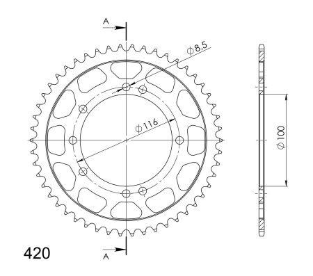 Kit de lant EK - Argintiu lant 420 DEH, Non-sealed, pinion fata SUPERSPROX, foaie spate SUPERSPROX pentru KAWASAKI KX 80 1998-1999 - Img 5