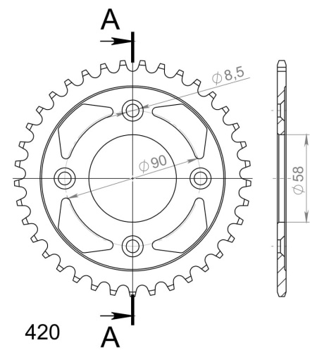 Kit de lant EK - Argintiu lant 420 DEH, Non-sealed, pinion fata SUPERSPROX, foaie spate SUPERSPROX pentru HONDA XR 50 R 2003-2004 - Img 5