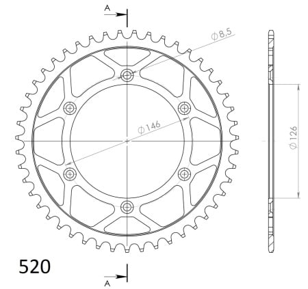 Kit de lant EK - Argintiu lant 520 SRO, O-ring, pinion fata SUPERSPROX, foaie spate SUPERSPROX pentru KAWASAKI KLX 400 2003 - Img 5