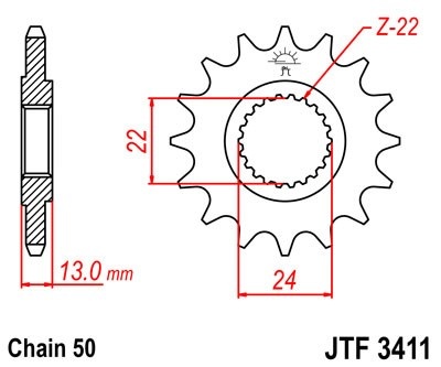 Pinion fata JT JTF 3411-16 16T, 530 - Img 2