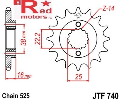 Pinion fata JTF 740 cu 15 dinti