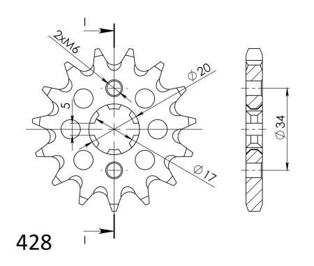 Pinion fata SUPERSPROX CST-1264:15 15T, 428 - Img 2