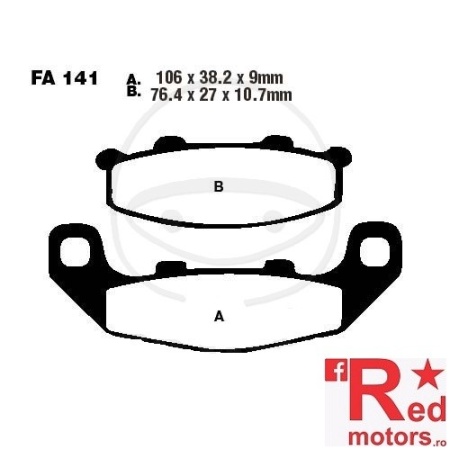 Placute frana fata STD EBC ALTN 106x38.2x9/76.4x27x10.7 FA141 pentru Kawasaki GPZ 500, KR-1 250, ZR 550, Suzuki RGV 250