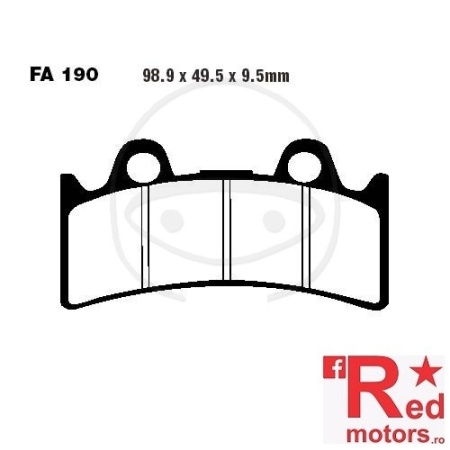 Placute frana fata STD EBC ALTN 98.9x49.5x9.5 FA190 pentru Triumph Daytona 900 Super III, Yamaha FZR 1000, YZF 750 R