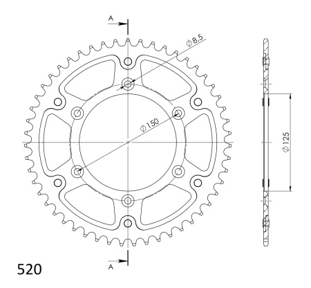 Rear sprocket SUPERSPROX STEALTH RST-990:52-ORG portocaliu 52T, 520 - Img 2