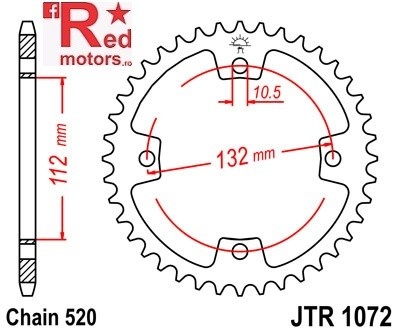 Foaie/pinion spate JTR1072.38 520 cu 38 de dinti pentru Arctic Cat DVX 250, DVX 300, Kymco Maxxer 300, TGB Blade 250