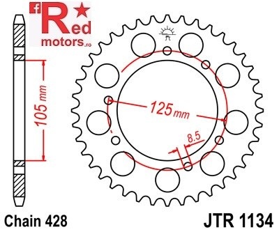 Foaie/pinion spate JTR1134.48 428 cu 48 de dinti pentru Derbi Mulhacen 125, Derbi Senda 125