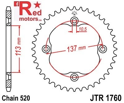 Foaie/pinion spate JTR1760.38 520 cu 38 de dinti pentru Suzuki LT-R 450, LT-Z 400