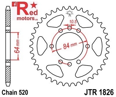 Foaie/pinion spate JTR1826.37 520 cu 37 de dinti pentru Arctic Cat DVX 400, Kawasaki KFX 400, Suzuki LT-F 160, LT-Z 400