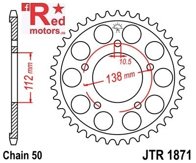 Foaie/pinion spate JTR1871.50 530 cu 50 de dinti pentru Yamaha YZF-R6 600