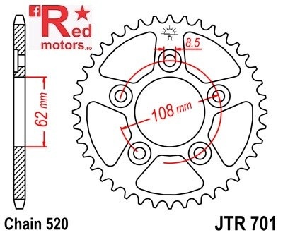 Foaie/pinion spate JTR701.38 520 cu 38 de dinti pentru Aprilia RS 125, Cagiva Mito 125