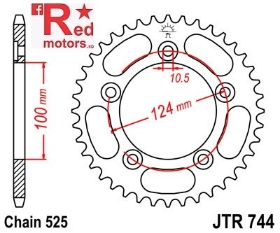 Foaie/pinion spate JTR744.38 525 cu 38 de dinti pentru Ducati 749 749, 999 999