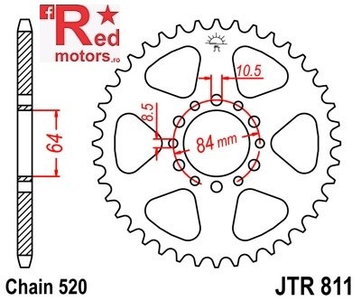 Foaie/pinion spate JTR811.45 520 cu 45 de dinti pentru Suzuki TS 185