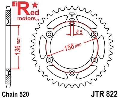 Foaie/pinion spate JTR822.53 520 cu 53 de dinti pentru Beta RR 250, RR 350, RR 400, RR 450