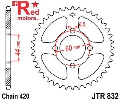 Foaie/pinion spate JTR832.52 420 cu 52 de dinti pentru Yamaha DT 50, DT 80, FS1 80