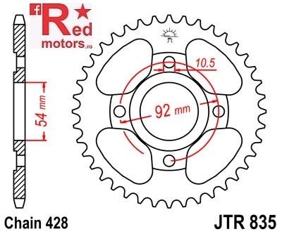 Foaie/pinion spate JTR835.47 428 cu 47 de dinti pentru Yamaha RD 80, SR 125