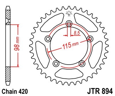 Kit de lant EK - Argintiu lant 420 SH, Non-sealed, pinion fata JT, foaie spate JT pentru KTM SX 65 2003 - Img 5