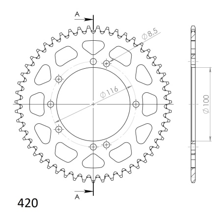 Kit de lant EK - Argintiu lant 420 SH, Non-sealed, pinion fata SUPERSPROX, foaie spate SUPERSPROX pentru SUZUKI RM 100 2003 - Img 5