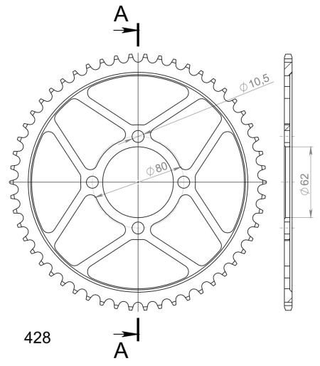 Kit de lant EK - Argintiu lant 428 SHDR, Non-sealed, pinion fata SUPERSPROX, foaie spate SUPERSPROX pentru YAMAHA TT-R 125 2002-2025 - Img 4