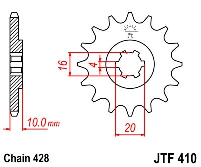 Kit de lant EK - Argintiu lant 428 SRO, O-ring, pinion fata JT, foaie spate SUPERSPROX pentru HYOSUNG GV 125 (S) Aquila 2001-2010 - Img 3