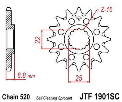 Kit de lant EK - Argintiu lant 520 SRX, X-Ring, pinion fata JT, foaie spate JT pentru HUSQVARNA TE 250 2023 - Img 3