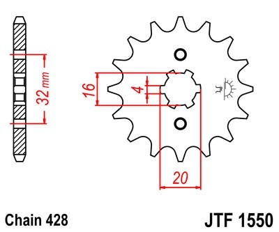 Pinion fata JT JTF 1550-15 15T, 428 - Img 2
