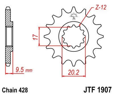 Pinion fata JT JTF 1907-14 14T, 428 - Img 2
