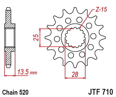 Pinion fata JT JTF 710-16 16T, 520 - Img 2