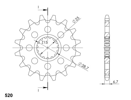 Pinion fata SUPERSPROX CST-1592:14 14T, 520 - Img 2