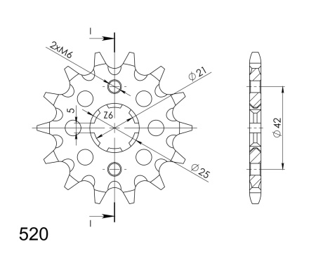 Pinion fata SUPERSPROX CST-569:16 16T, 520 - Img 2