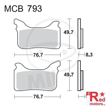 Placute frana fata SINTERED TRW LUCAS RSI COATED 76.7x49.7x8.3/76.7x49.7x8.3 MCB793 pentru Aprilia Pegaso 650, SXV 450, SXV 550, Husaberg FS 650