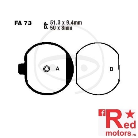 Placute frana fata sinterizate 51.3x9.4/50.8 EBC FA73 pentru Kawasaki Z 250, Z 400, Z 650, Z 1000