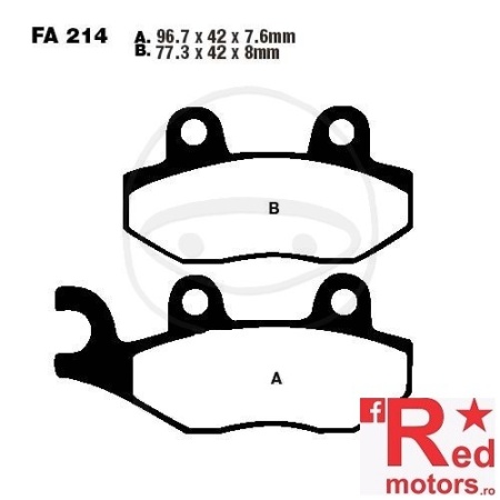 Placute frana fata STD EBC ALTN 96.7x42x7.6/77.3x42x8 FA214 pentru Triumph Sprint 900, Tiger 900, Trident 750, Trident 900