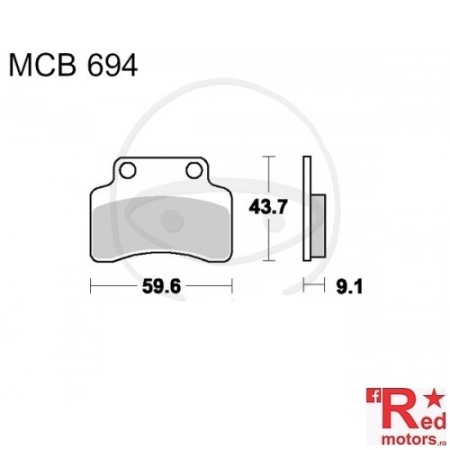 Placute frana fata STD TRW 59.6x43.7x9.1 MCB694 pentru AJS Digita 50 4T, Spin 50, Baotian BT49QT-12A1, CPI Aragon 25, Explorer Speed 125, Generic XOR 50