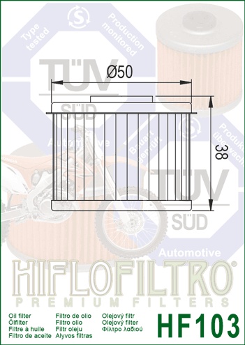 Filtru de ulei HIFLOFILTRO HF103 - Img 2