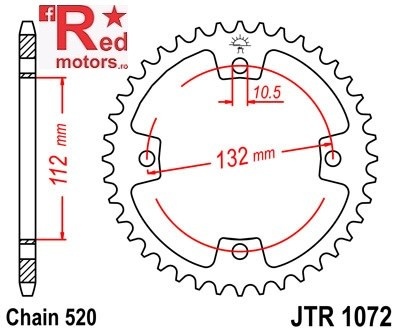 Foaie/pinion spate JTR1072.36 520 cu 36 de dinti pentru Arctic Cat DVX 250, 300, Kymco Maxxer 300, TGB Blade 325