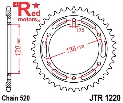 Foaie/pinion spate JTR1220.38 520 cu 38 de dinti pentru Honda CBR 250, CBR 300