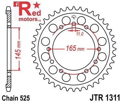 Foaie/pinion spate JTR1311.44 525 cu 44 de dinti pentru Honda NT 400, NT 650