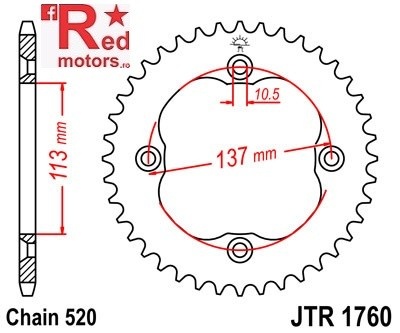 Foaie/pinion spate JTR1760.40 520 cu 40 de dinti pentru Suzuki LT-R 450, LT-Z 400