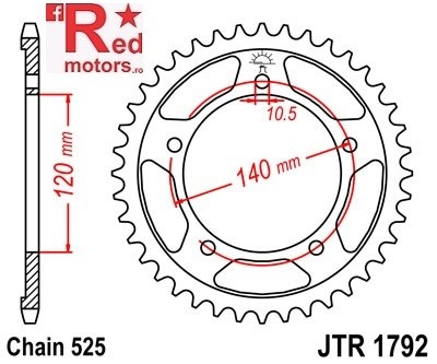 Foaie/pinion spate JTR1792.45 525 cu 45 de dinti pentru Kawasaki KLV 1000, Suzuki DL 650
